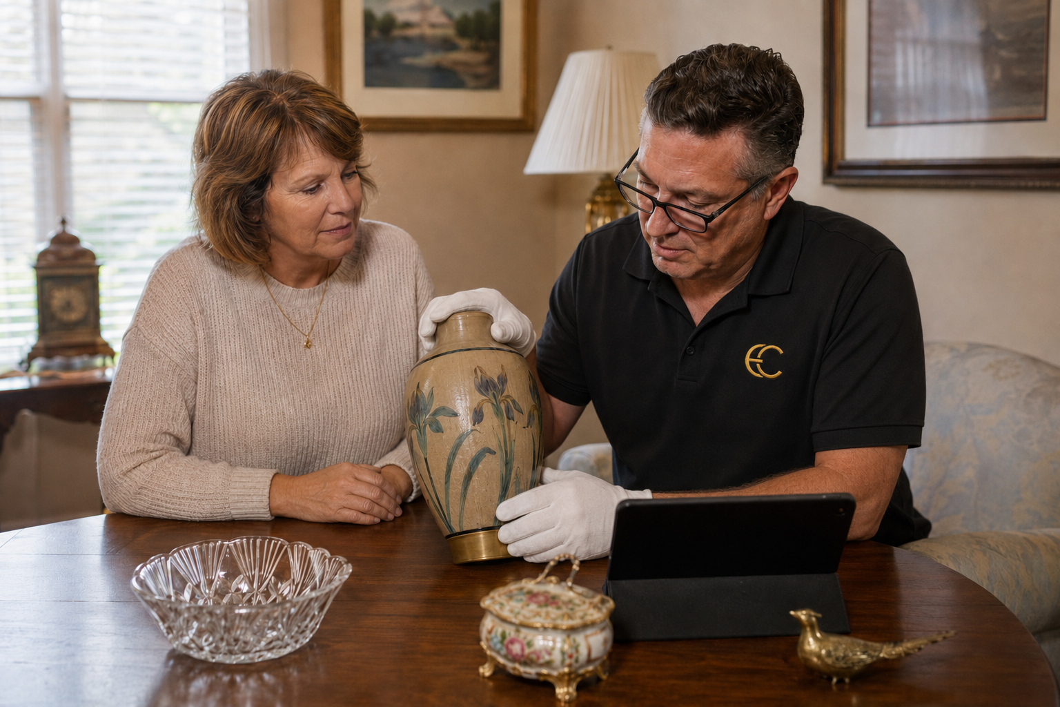 Selected estate property being carefully photographed and documented
