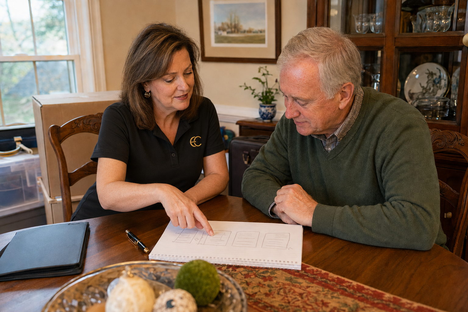 A professional and client reviewing a clear estate plan together